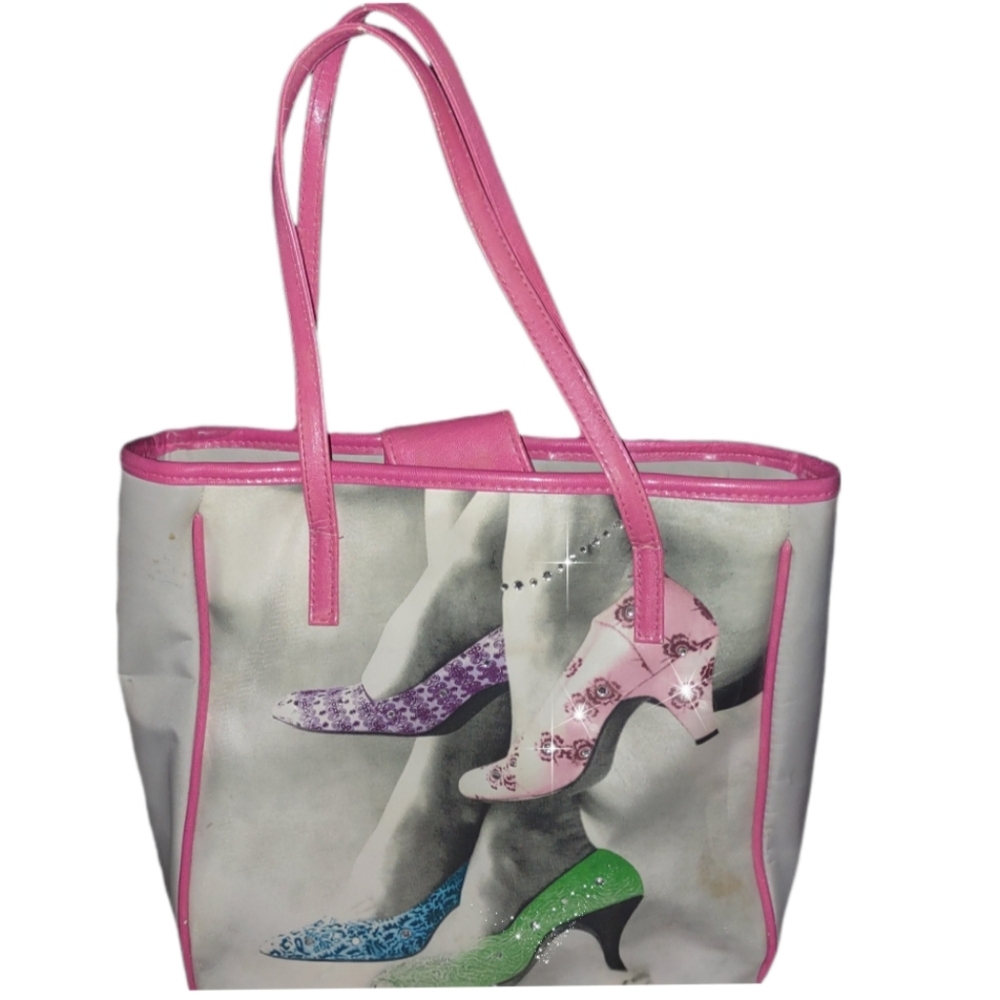 Pink & Gray Life Vtg Handbag Sparkling Shoes Theme
